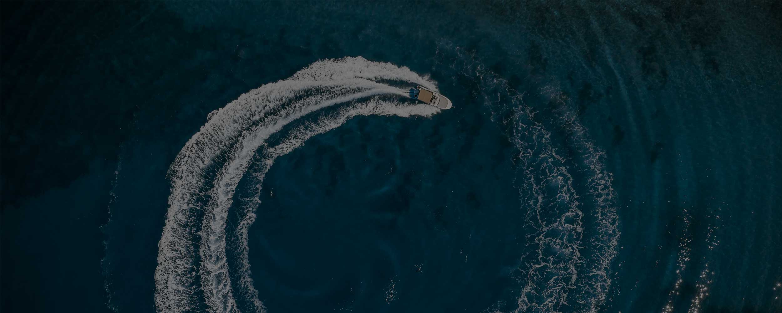 Yacht with a circular wake.