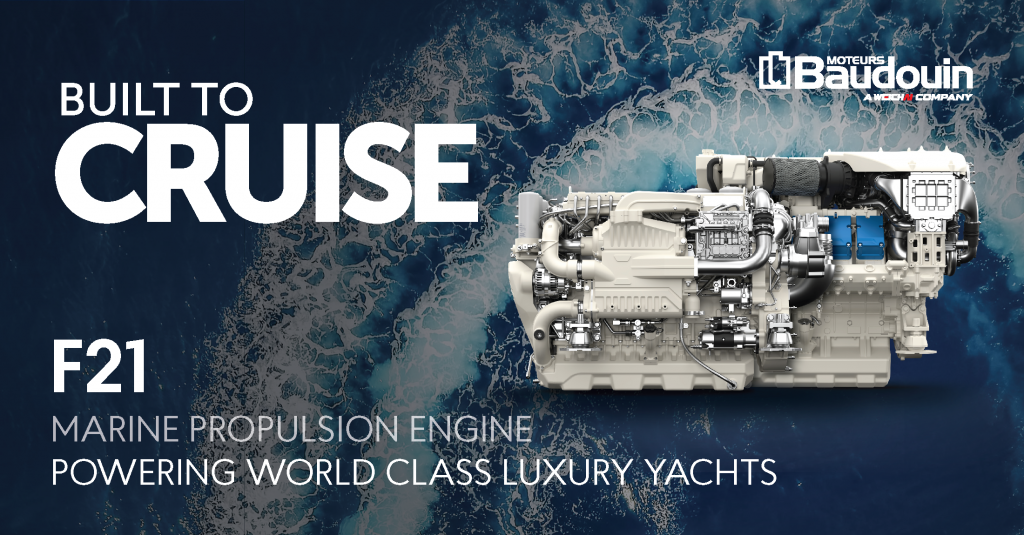 Marine engine for yacht in Cannes festival.